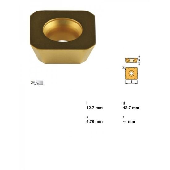 Picture of Canela Tool SEHW 43AFSN151TIN25 Milling Insert Square TiN + TiC + TiN